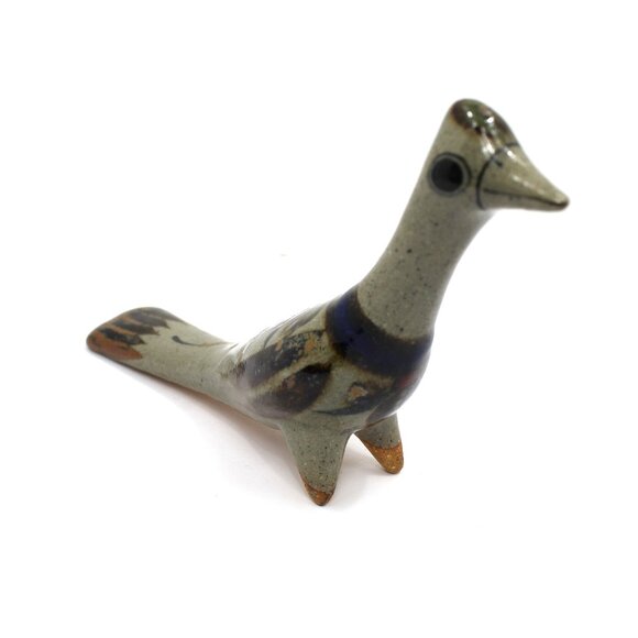 Vintage Tonala Mex Hand Painted Pottery Bird Roadrunner Folk Art Statue Signed - Picture 3 of 10